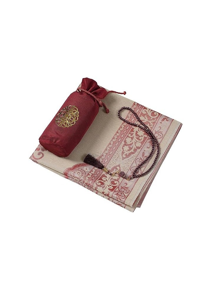Prayer Rug - Muslim Prayer Rug - Prayer Mat Travel Bag and Prayer Beads - Muslim Gifts Suitable for Men, Women and Kids (Rose Wood)