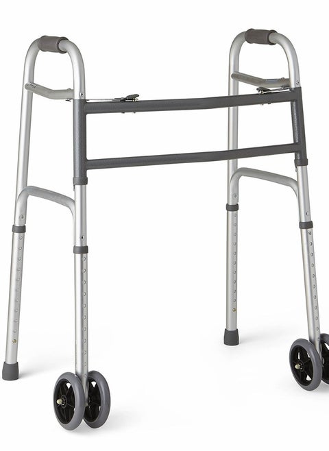 Heavy-Duty Bariatric Folding Walker with 5” Wheels and Durable Handles, 500 lb. Weight Capacity