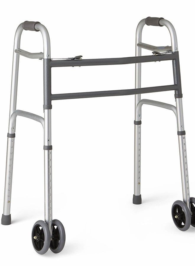 Medline Heavy-Duty Bariatric Folding Walker with 5” Wheels and Durable Handles, 500 lb. Weight Capacity  - Image 1