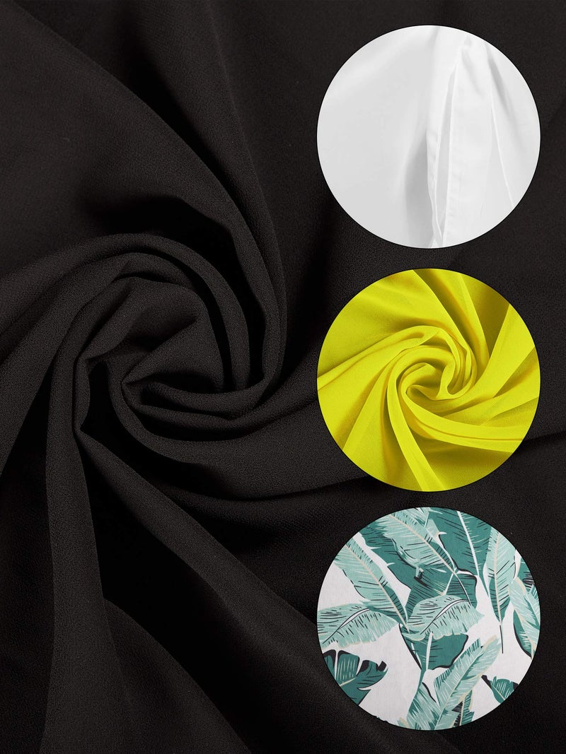 Chuangdi 4 Pcs Sarongs Coverups for Women Swimsuit Wrap Skirt Beach Bikini Bottom Cover up Short Skirt Chiffon Cover Ups for Swimwear(Black, White, Yellow, Green Plantain Leaf) - Image 2