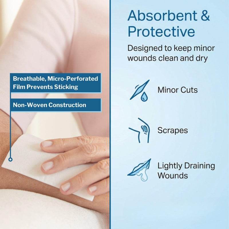 McKesson Non-Adherent Pads for Wounds, 3x4 Inch, 100 Count, Sterile Non-Stick Wound Dressing, Highly Absorbent, Painless Removal, Individually Wrapped - Image 4