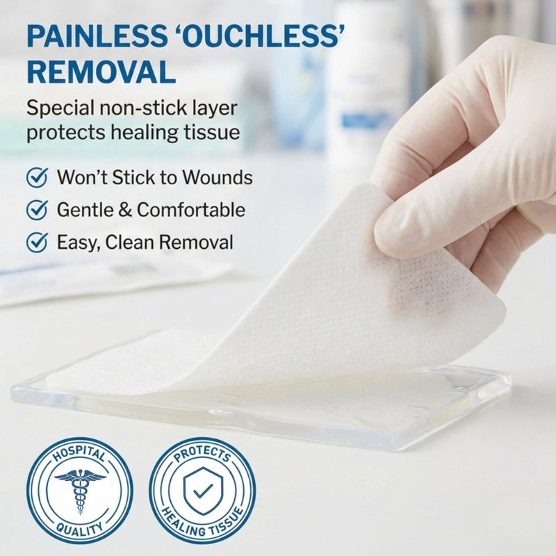 McKesson Non-Adherent Pads for Wounds, 3x4 Inch, 100 Count, Sterile Non-Stick Wound Dressing, Highly Absorbent, Painless Removal, Individually Wrapped - Image 2