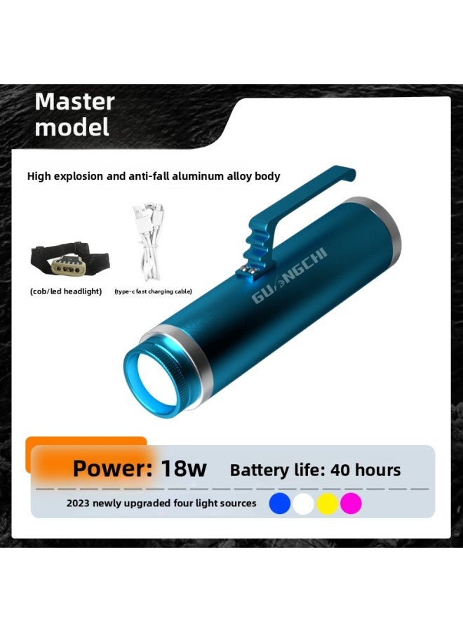 Laser Gun Fishing Lamp Wild Fishing Night Fishing Lamp 2023 Lighting Super Bright Blue Charging Brand Lure Fish Raft Fishing Lamp-Color:Qingshan Blue/master Model—18w—40 Hours Of Battery Life  - Image 1