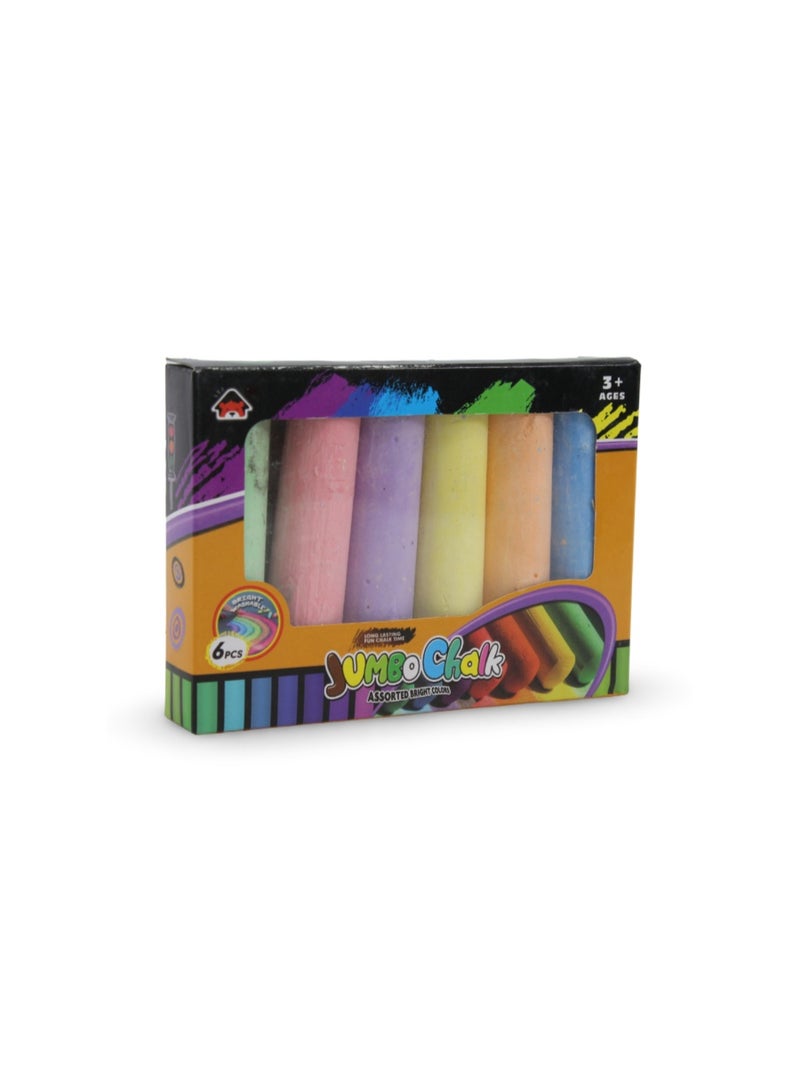 Jumbo Chalk Assorted Bright Colors – 6 Pcs - Image 1