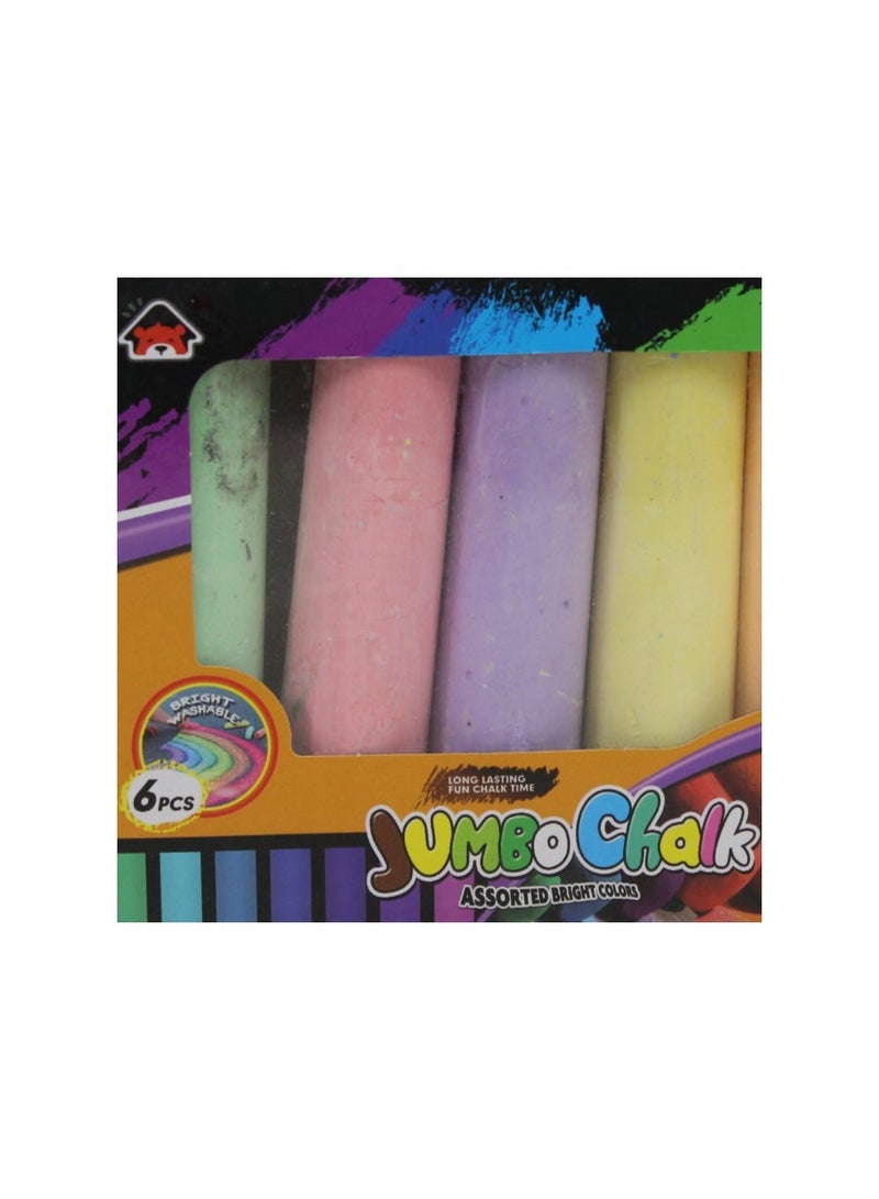 Jumbo Chalk Assorted Bright Colors – 6 Pcs - Image 3