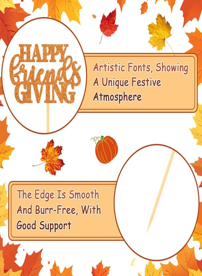 SANNIX Happy Friendsgiving Cupcake Toppers, 36 Pcs Glitter Thanksgiving Cake Topper Fall Theme Cupcake Picks Happy Thanksgiving Day Cake Decorations for Birthday Party Table Supplies - Image 3