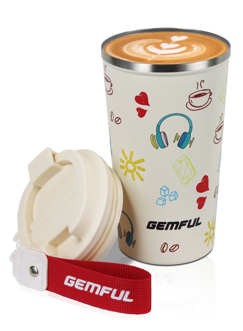 GEMFUL Stainless Steel Vacuum Insulated Tumbler Coffee Travel Mug Spill Proof with Lid Thermos Cup for Keep Hot Ice Coffee Tea and Beer - Image 1