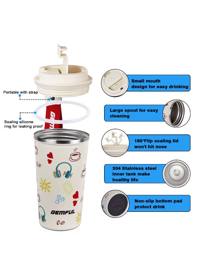 GEMFUL Stainless Steel Vacuum Insulated Tumbler Coffee Travel Mug Spill Proof with Lid Thermos Cup for Keep Hot Ice Coffee Tea and Beer - Image 4