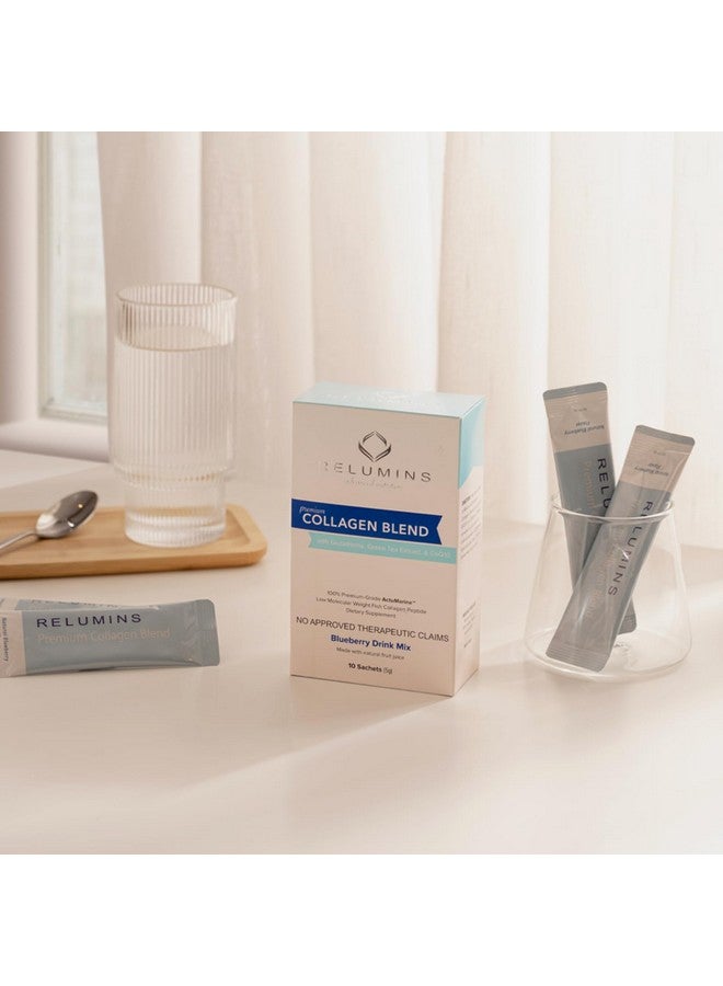 Relumins Marine Collagen Powder Drink Mix - Collagen Peptide with Glutathione, Green Tea, CoQ10, & Hyaluronic Acid Boosts Smooth Glowing Skin - 20 Powder Sachets x Blueberry Flavored + 2 Free Sachets - Image 4