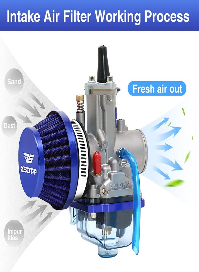 ZSDTRP 2PCS Motorcycle 45MM Air Intake Filter Universal Carburetor Air Filter Cleaner for Dirt Pit ATV SSR TTR Bike Breather Filter Fit for HONDA YAMAHA SUZUKI KEIHIH KOSO MIKUNI OKO Carburetor (Blue 45MM) - Image 4