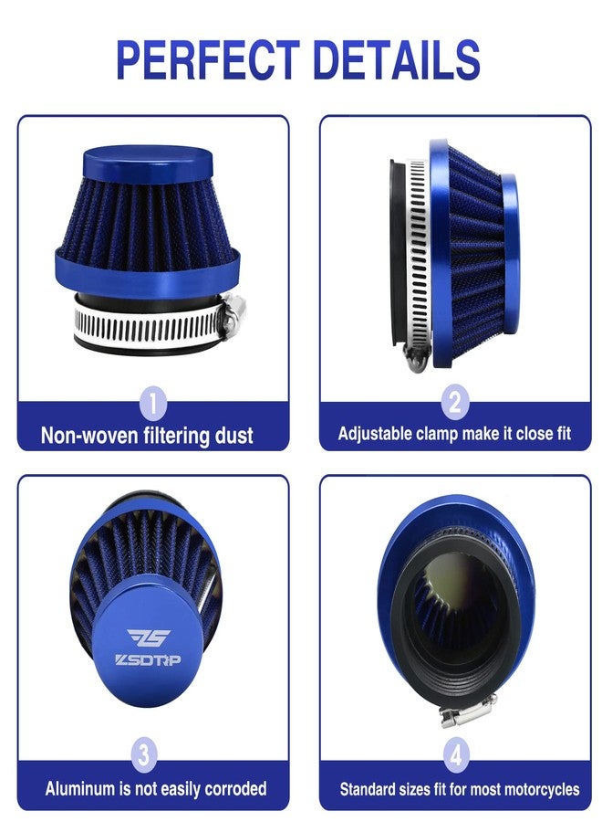 ZSDTRP 2PCS Motorcycle 45MM Air Intake Filter Universal Carburetor Air Filter Cleaner for Dirt Pit ATV SSR TTR Bike Breather Filter Fit for HONDA YAMAHA SUZUKI KEIHIH KOSO MIKUNI OKO Carburetor (Blue 45MM) - Image 3