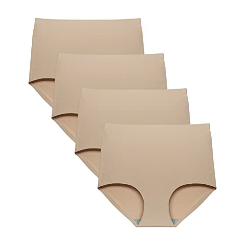 FallSweet No Show High Waist Briefs Underwear for Women Seamless Panties Multi Pack (Khaki (4-pack), x_l) - Image 1