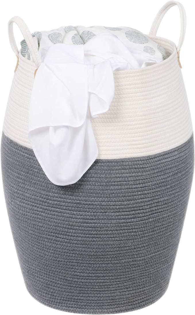 Jukkre Jukkre Laundry Basket Hamper Foldable Woven Basket With Handle Used for Toys and Fabric Storage Basket Storing Storage box Decorative Storage Box in Living Room and Bathroom - Image 1