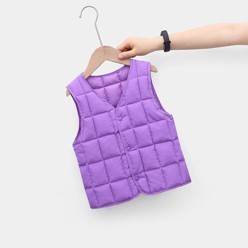2021 Fall Winter Kids Padded Vest Warm Sleeveless Jacket Purple