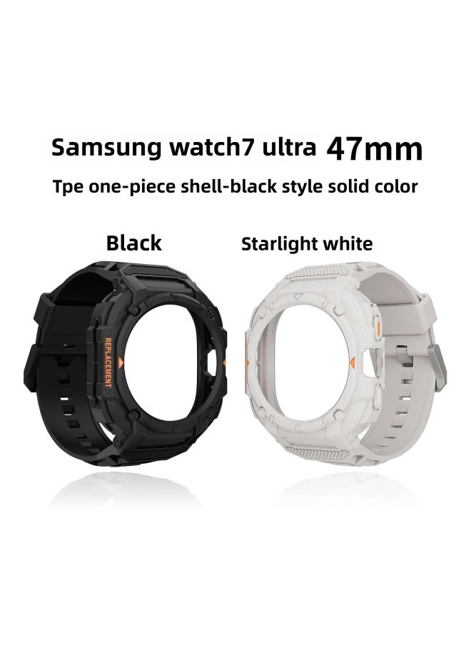 Generic - For Samsung7 Generation Ultra One-piece Strap Galaxy Watch7 Drop-resistant Hollow Armor One-piece Strap-Color:Starlight White (single Shell)-Specification:For SamsungUltra 47mm - Image 1