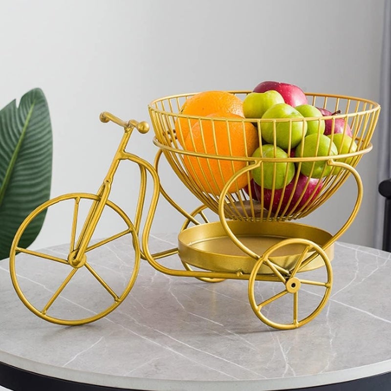 Divine Quest Multi-Layer Desktop Fruit Storage Basket Decor Bicycle Shaped Fruit Baskets Wire Baskets For Dining Table Kitchen Storage And Organize Elegant Design Fruit Basket for Storage & Display - Image 1