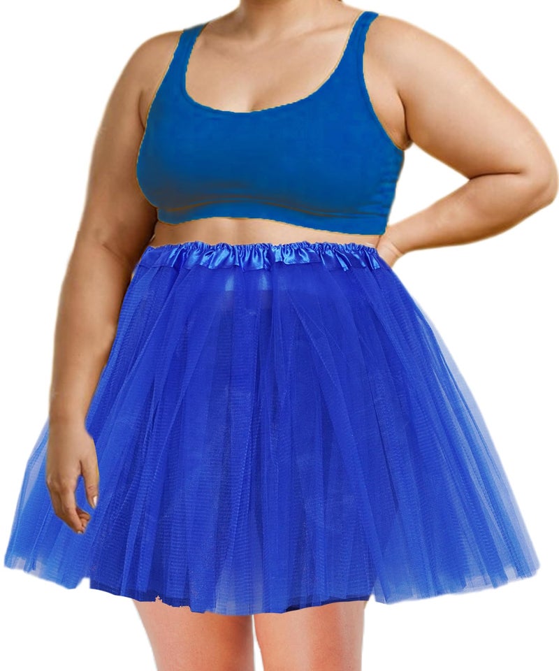 SUFEINI Women's Teen Adult Blue Plus Size Tutu Skirt Women Short Dance Ballet Dress Halloween Costume Running Tutu (1, Blue, 3X-Large) - Image 1