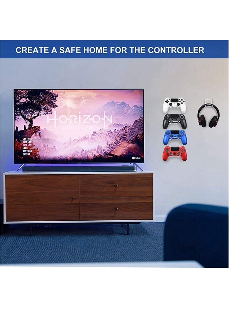 Wall Mount Sort and Organization Universal Controller Stand Holder with Cable Clips for Game Headset for PS4/PS5 (Pack of 2) - Image 5