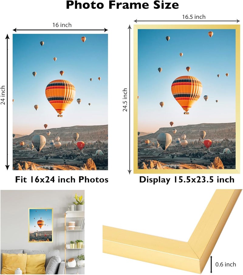 JCJMY مجموعة إطارات صور بحجم 24x24، سوداء اللون، مع ورقة تغطية بحجم 20x24؛ لعرض الصور بحجم 20x24 مع أو بدون ورقة تغطية، أو بدون ورقة تغطية لعرض الصور بحجم 24x24؛ إطارات كبيرة للتعليق على الجدار، مصنوعة من البلاستيك المقاوم للكسر، مجموعتان. - Image 3