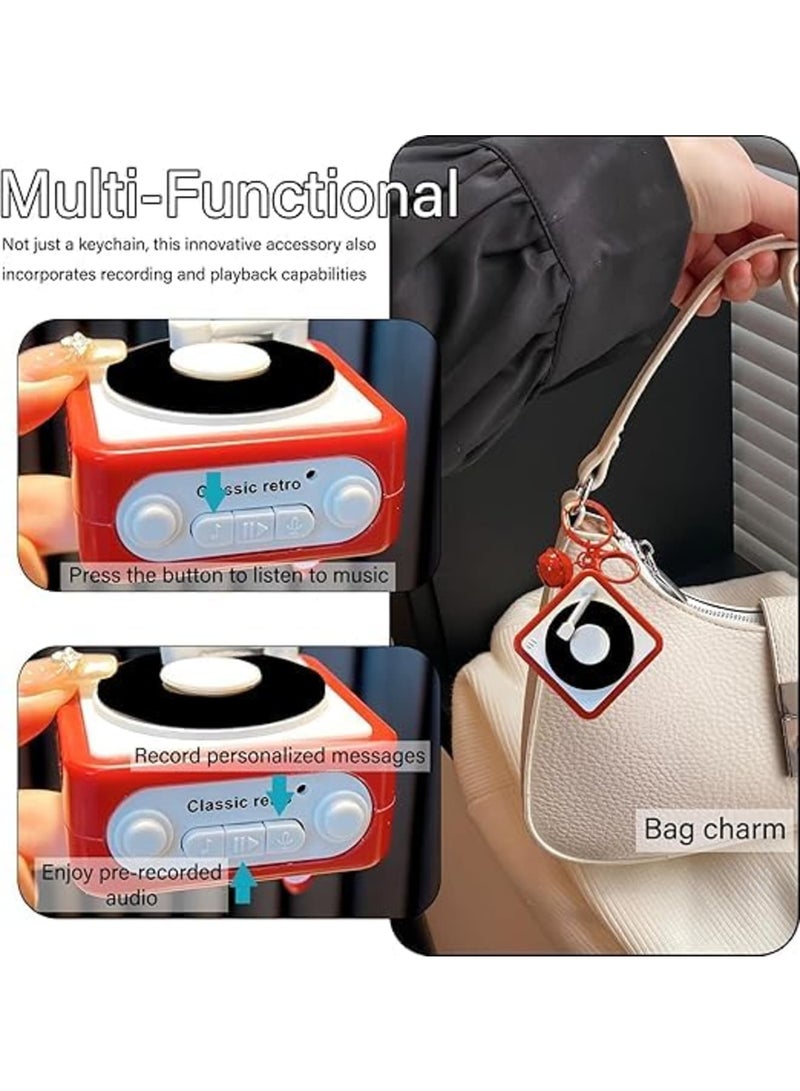 Luckam 2 Pcs Novelty Bag Charm, Retro Audio Cassette Keychain with Back Packaging, Mini Tape Recorder Keychain for Backpacks, Handbags, Luggage, Unique Musical Gift for Enthusiasts, Friends (White) - Image 3