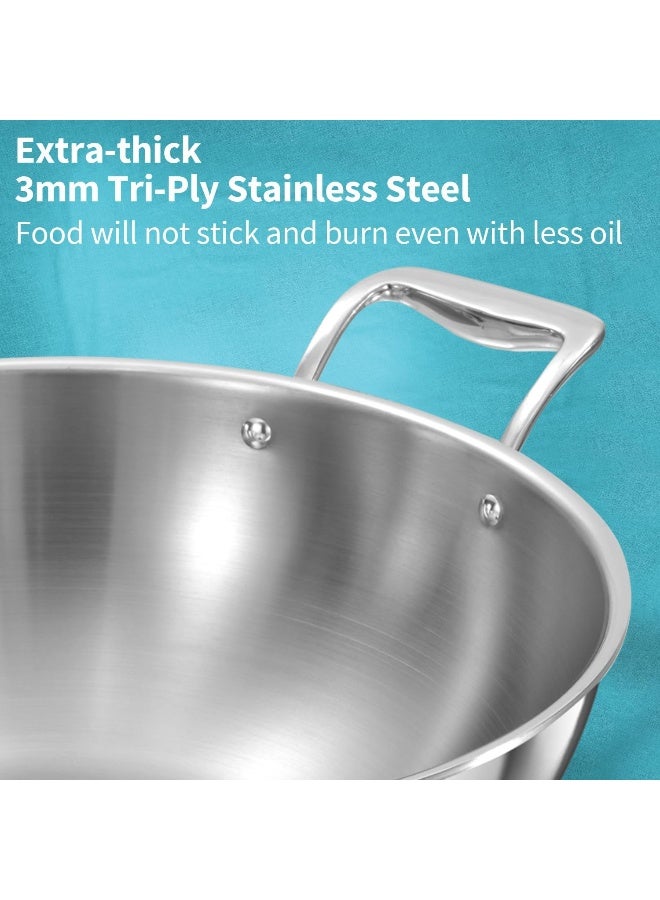 Hawkins Pro 6 Litre Deep-Fry Pan, Triply Stainless Steel Kadhai with Stainless Steel Handles and Stainless Steel Lid, Silver (PSK60S) - Image 3