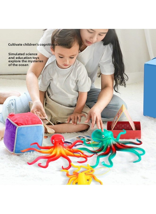 Simulation Octopus Toy Model Octopus Marine Animal World Decoration Pendant Squid Early Education Educational Cognition-Color:Transparent Rose Red Soft Glue Octopus [8cm]]  - Image 3