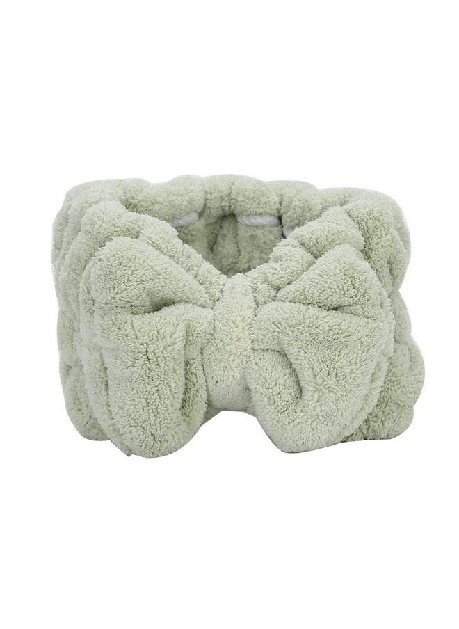 HURRISE Urrise Facial Spa Headband Soft Coral Fleece Head Wraps Hairbow Headband Hairband Fashion Headbands Shower Bath Wrap Bowknot Headband For Headbands For Makeup (Green)  - Image 5