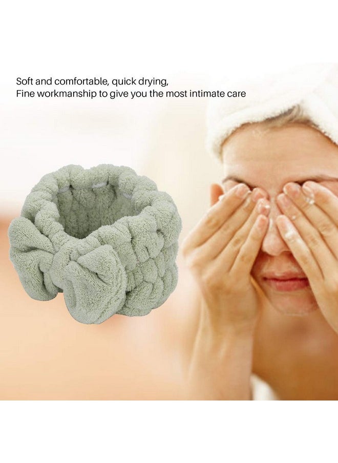 HURRISE Urrise Facial Spa Headband Soft Coral Fleece Head Wraps Hairbow Headband Hairband Fashion Headbands Shower Bath Wrap Bowknot Headband For Headbands For Makeup (Green)  - Image 4