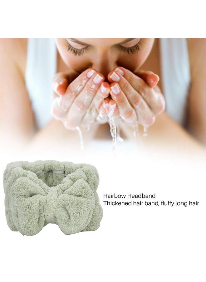 HURRISE Urrise Facial Spa Headband Soft Coral Fleece Head Wraps Hairbow Headband Hairband Fashion Headbands Shower Bath Wrap Bowknot Headband For Headbands For Makeup (Green)  - Image 3