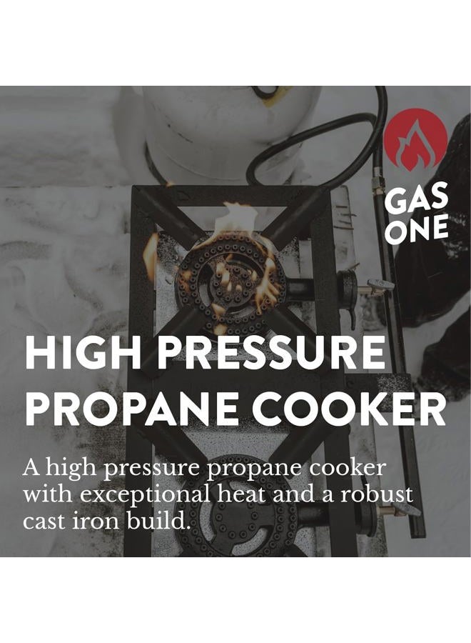 GasOne - High Pressure Dual Propane Burner, Outdoor Cooking with Heat Shield and Guard - Propane Burner Head for Camping, Tailgating, Boiling - Image 2