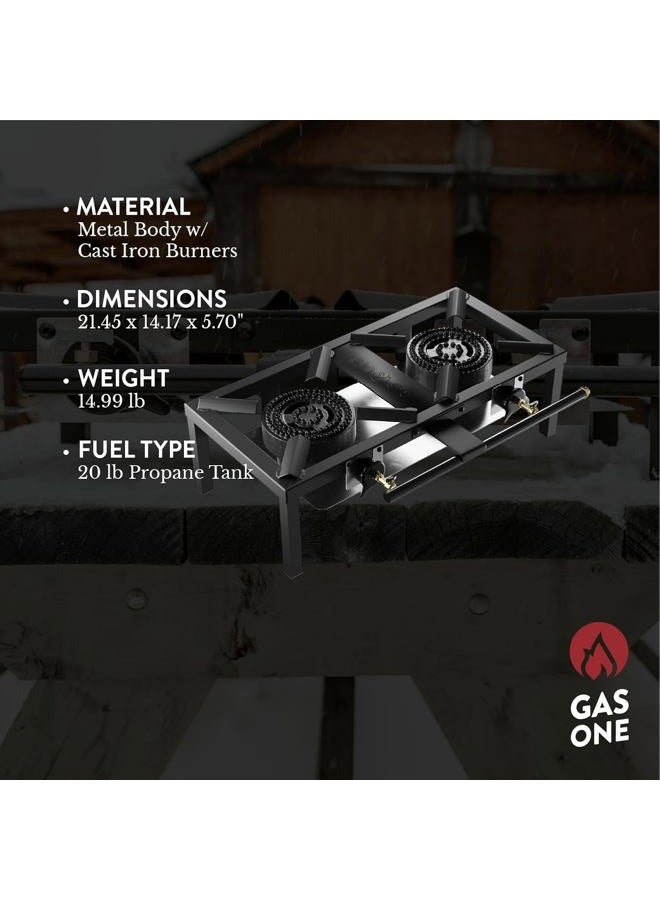 GasOne - High Pressure Dual Propane Burner, Outdoor Cooking with Heat Shield and Guard - Propane Burner Head for Camping, Tailgating, Boiling - Image 3