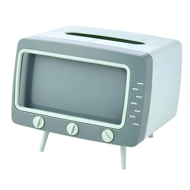 Telephone Holder and Towel Cover - Unique TV-shaped box cover for home decor, ideal for nighttime suffering, offices and tables (Gray) - Image 1