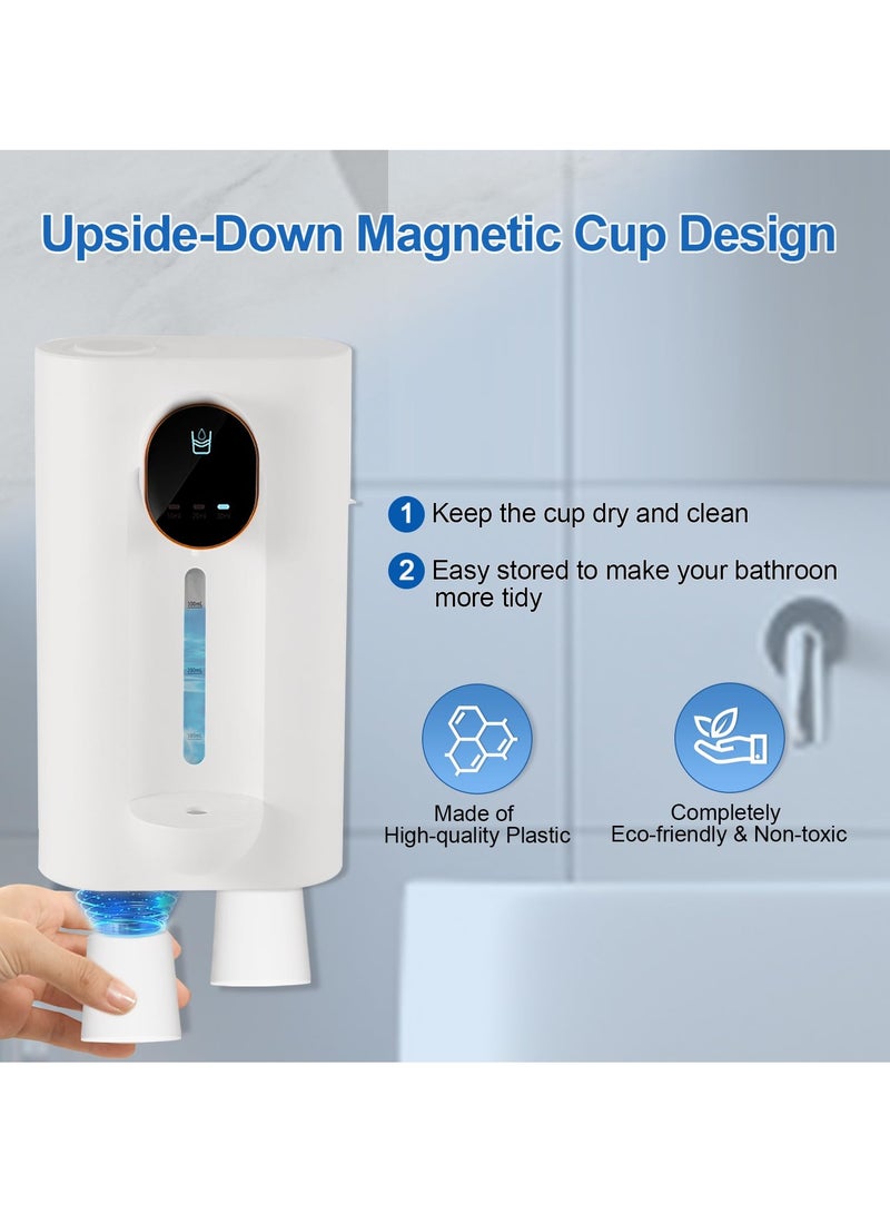 Automatic Mouthwash Dispenser, 540ml (19Oz) Wall Mounted Mouthwash Dispenser, Touchless Mouthwash Dispenser for Bathroom with 2 Magnetic Cups Perfect for Kids and Adults (White) - Image 4