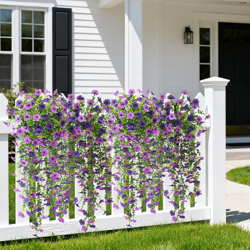 ZFProcess Artificial Hanging Flowers Plants for Outdoor Spring Summer Decoration, 2PCS Faux Silk Daisy UV Resistant Look Real for Outside Home Indoor Planter Porch Garden Yard Decor(Dark Orchid) - Image 4