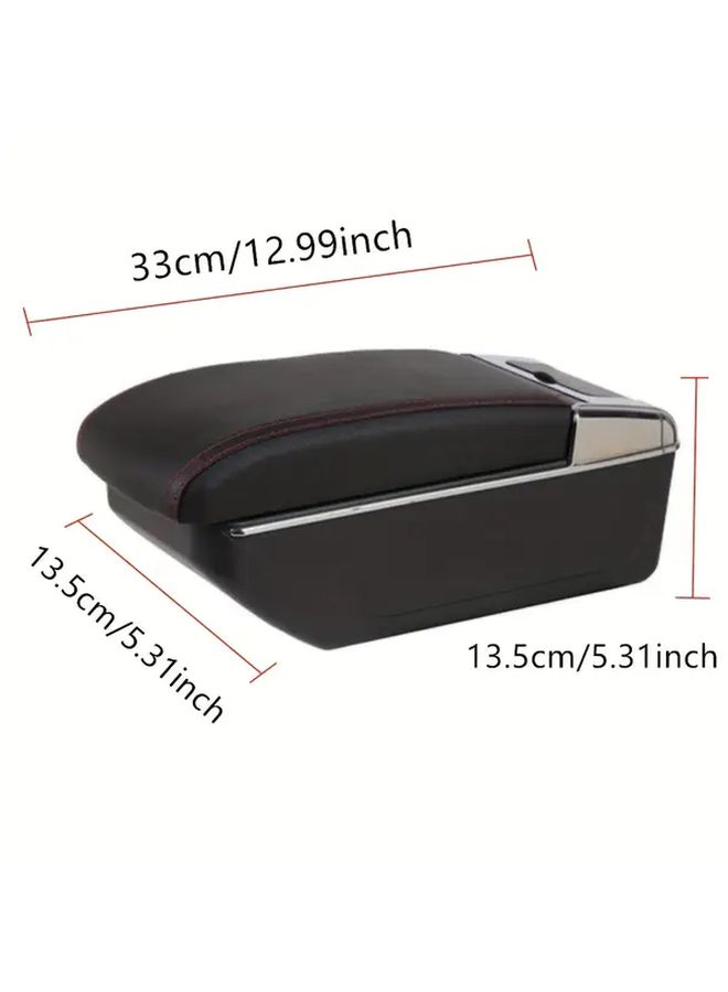 لصندوق مسند الذراع لسيارة فوكس 3، خط أحمر أسود، تخزين مزدوج الطبقة، لوحة منزلقة، ملحق سيارة بدون حفر - Image 2