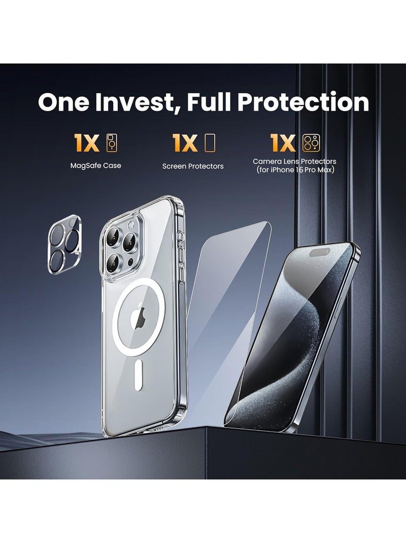 Raxoom iPhone 16 Pro Max Clear Magnetic Case [Compatible with MagSafe] – Shockproof Cover with Screen Protector & Camera Protection, 6.9" - Image 2