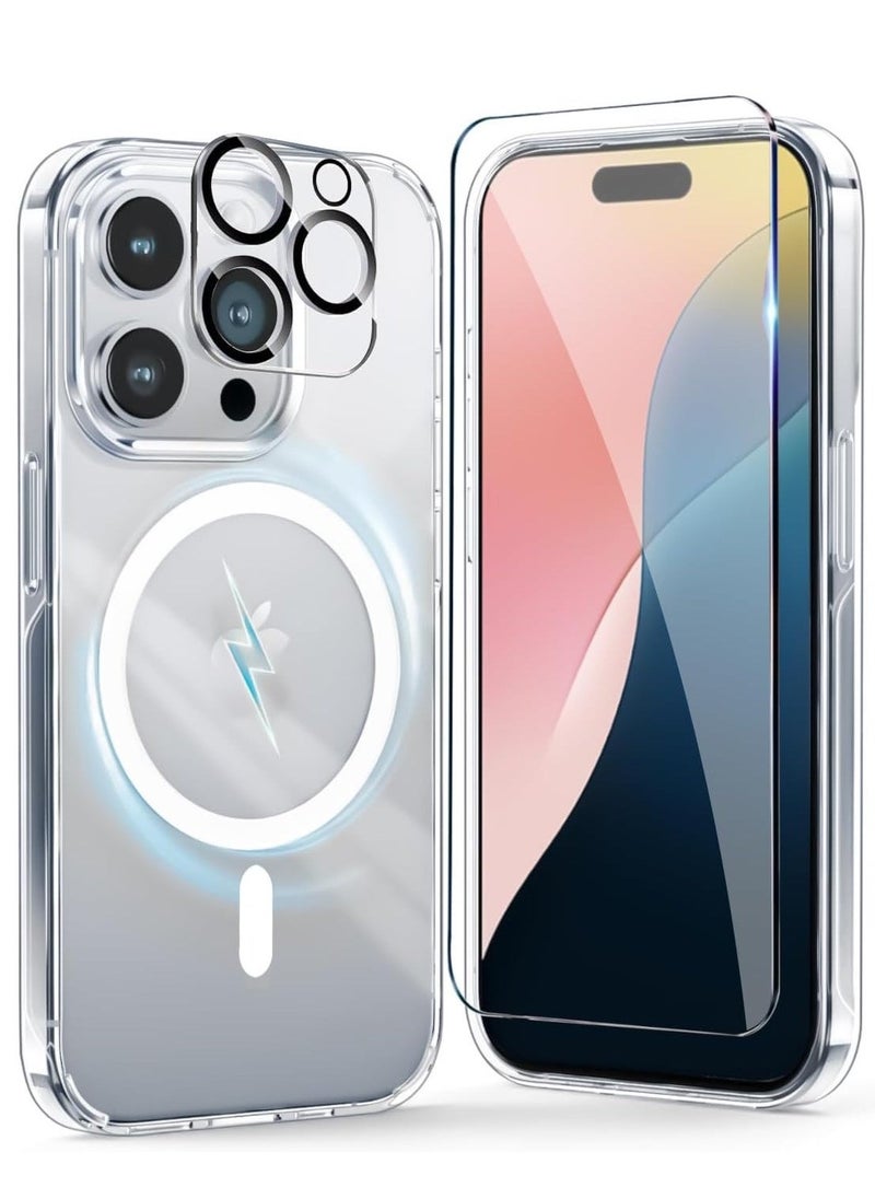 Raxoom iPhone 16 Pro Max Clear Magnetic Case [Compatible with MagSafe] – Shockproof Cover with Screen Protector & Camera Protection, 6.9" - Image 1