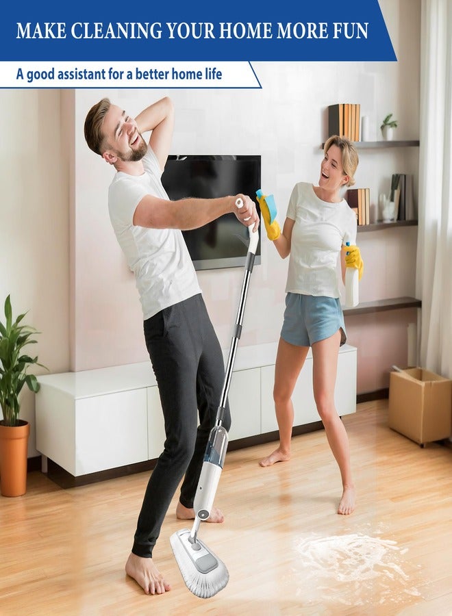 زيسكوير ممسحة رش دوارة 360 درجة مع زجاجة قابلة لإعادة التعبئة - ممسحة مسطحة خفيفة الوزن للتنظيف الرطب والجاف، 1 وسادة من الألياف الدقيقة قابلة للغسل، خزان سعة 350 مل، سريع الجفاف، مثالي لجميع أنواع الأسطح - Image 4