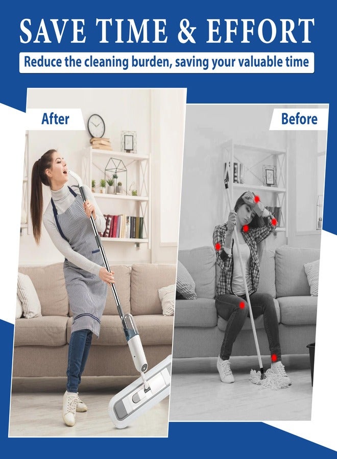 زيسكوير ممسحة رش دوارة 360 درجة مع زجاجة قابلة لإعادة التعبئة - ممسحة مسطحة خفيفة الوزن للتنظيف الرطب والجاف، 1 وسادة من الألياف الدقيقة قابلة للغسل، خزان سعة 350 مل، سريع الجفاف، مثالي لجميع أنواع الأسطح - Image 3