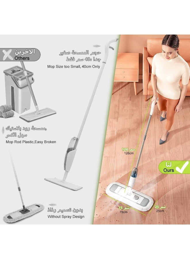 زيسكوير ممسحة رش دوارة 360 درجة مع زجاجة قابلة لإعادة التعبئة - ممسحة مسطحة خفيفة الوزن للتنظيف الرطب والجاف، 1 وسادة من الألياف الدقيقة قابلة للغسل، خزان سعة 350 مل، سريع الجفاف، مثالي لجميع أنواع الأسطح - Image 5