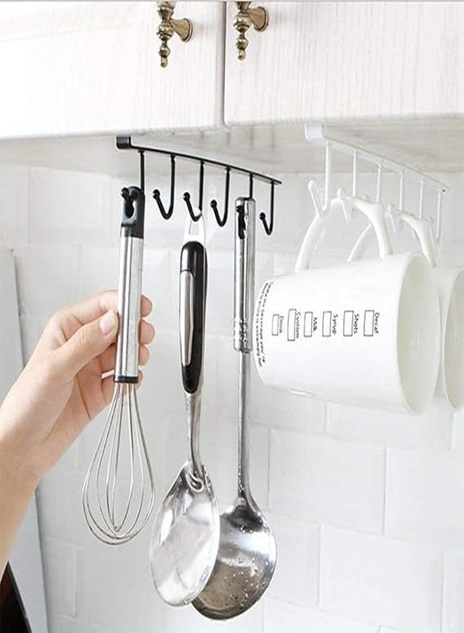 Prachit 6 Hooks Hanger Kitchen Storage Rack Cupboard Hanging Hook Shelf Dish Cabinet Hook Hanger Shelf Bathroom, Coffee Mug Cup Holder Rack Organizer Stand. (Multi Color, Pack of 2pcs) (2) - Image 4