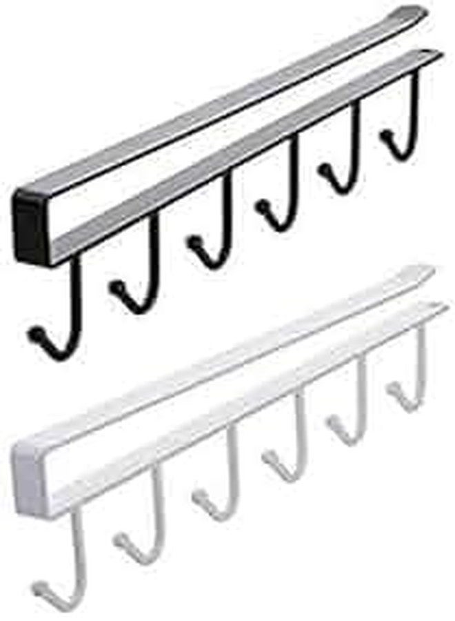 Prachit 6 Hooks Hanger Kitchen Storage Rack Cupboard Hanging Hook Shelf Dish Cabinet Hook Hanger Shelf Bathroom, Coffee Mug Cup Holder Rack Organizer Stand. (Multi Color, Pack of 2pcs) (2) - Image 1