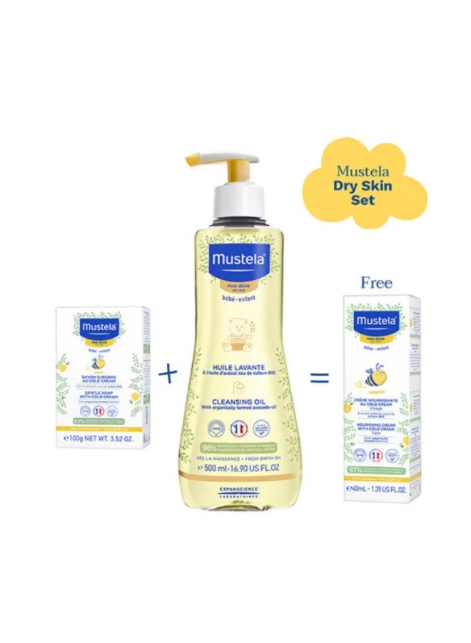 Mustela Nourishing Skin Care Set For Dry Skin, Pack of 3 - Image 2