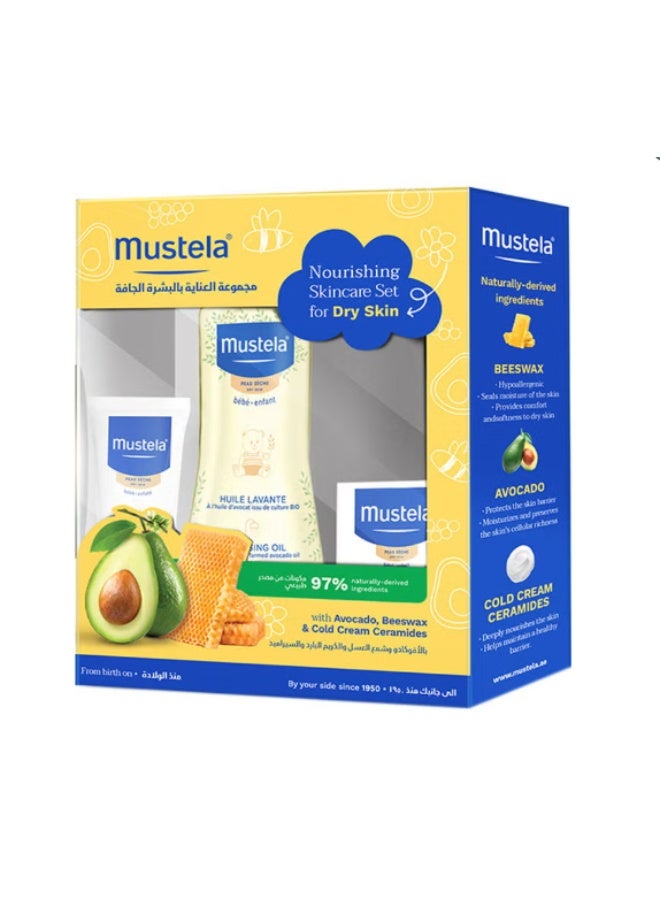 Mustela Nourishing Skin Care Set For Dry Skin, Pack of 3 - Image 1