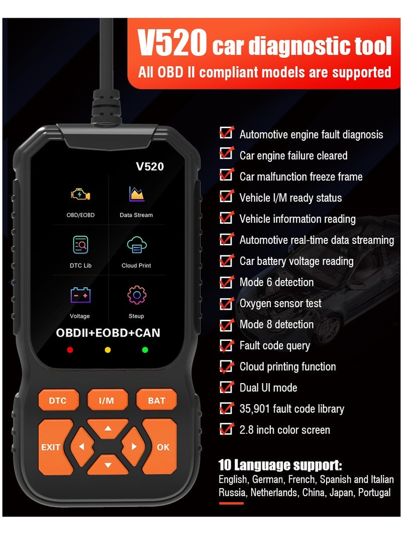 Generic - أداة تشخيص OBD2 احترافية، محرك فحص تلقائي متطور مع قراءة/مسح رمز الخطأ، 35901 رمز تشخيصي للخطأ، طباعة بيانات سحابية، قارئ رمز ماسح للسيارات بعد عام 1996 - Image 1