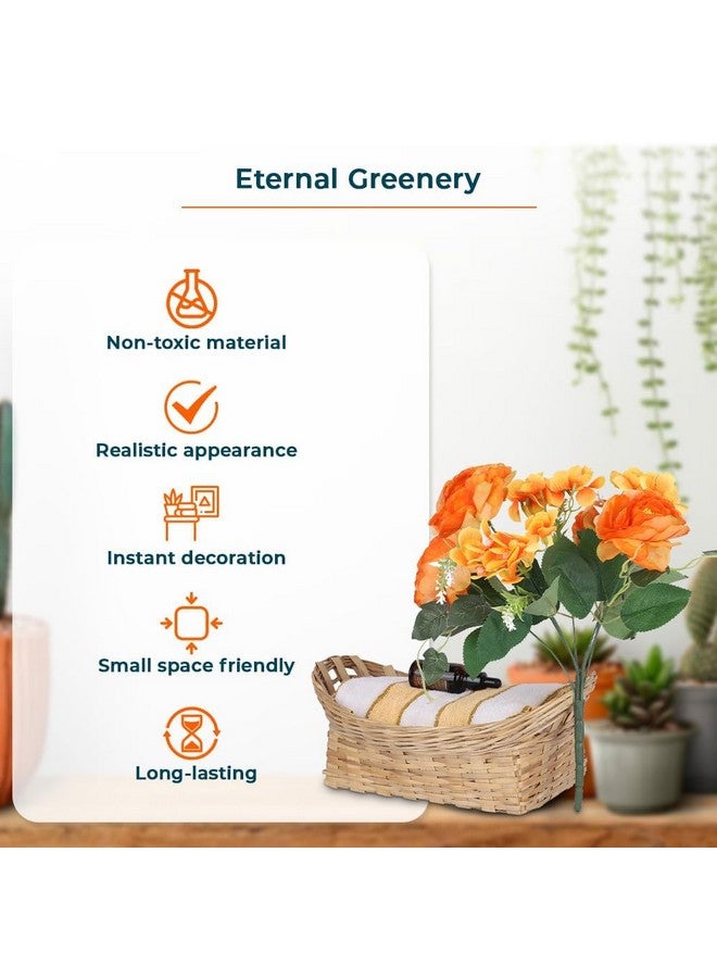Kuber Industries Artificial Flowers For Home D�Cor|Natural Looking Indoor Fake Flowers For Vase|Artificial Flowers For Decoration|Without Basket (Orange) - Image 5