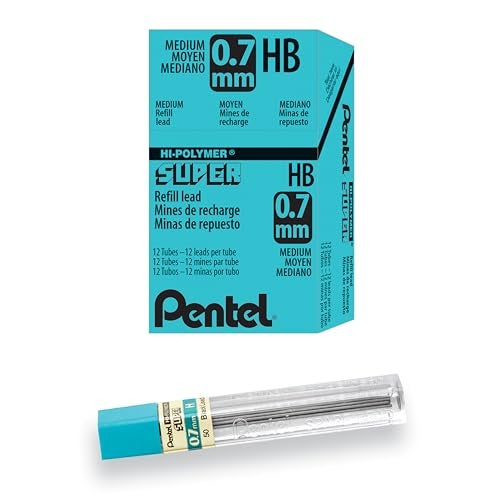 Pentel قلم رصاص بانتيل سوبر هاي بوليمر، (0.7 مم) متوسط، H، 144 قطعة من الرصاص (50-H) - Image 1