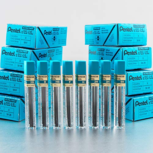 Pentel قلم رصاص بانتيل سوبر هاي بوليمر، (0.7 مم) متوسط، H، 144 قطعة من الرصاص (50-H) - Image 3