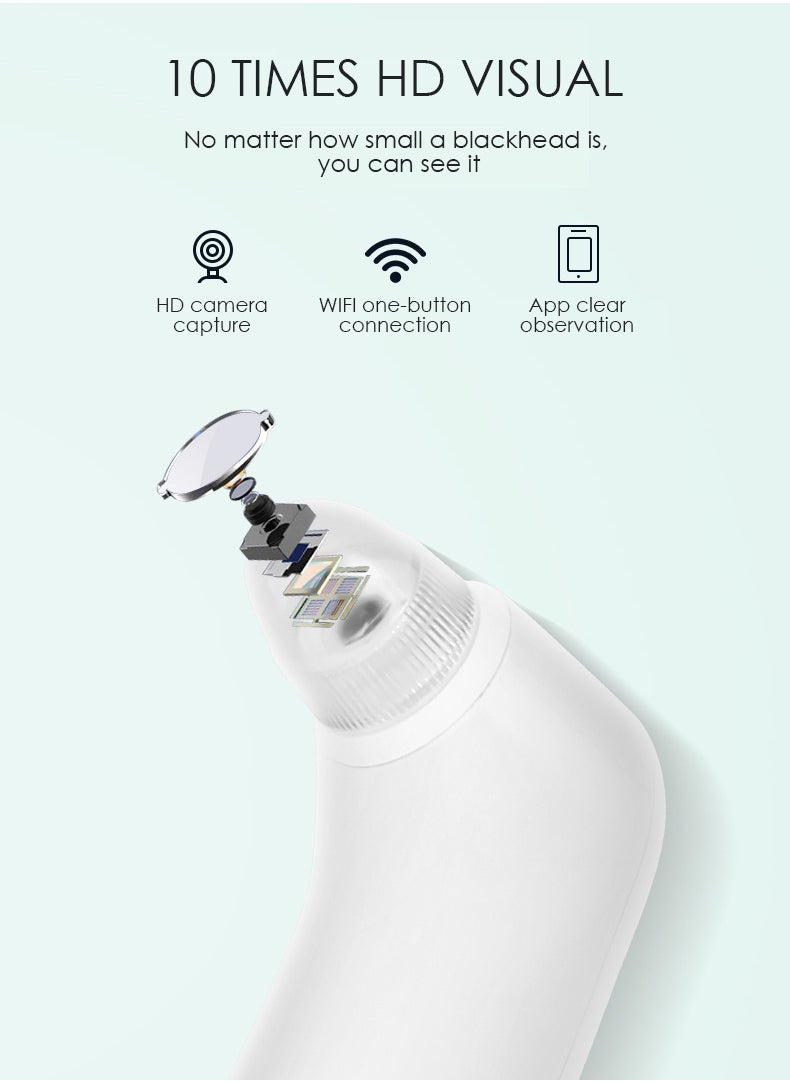 Blackhead Remover with Camera,Pore Vacuum with HD Camera for Skin Care,WiFi Facial Acne Extractor with 3 Adjustable Suction Power White