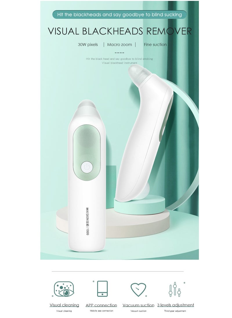 Blackhead Remover with Camera,Pore Vacuum with HD Camera for Skin Care,WiFi Facial Acne Extractor with 3 Adjustable Suction Power White